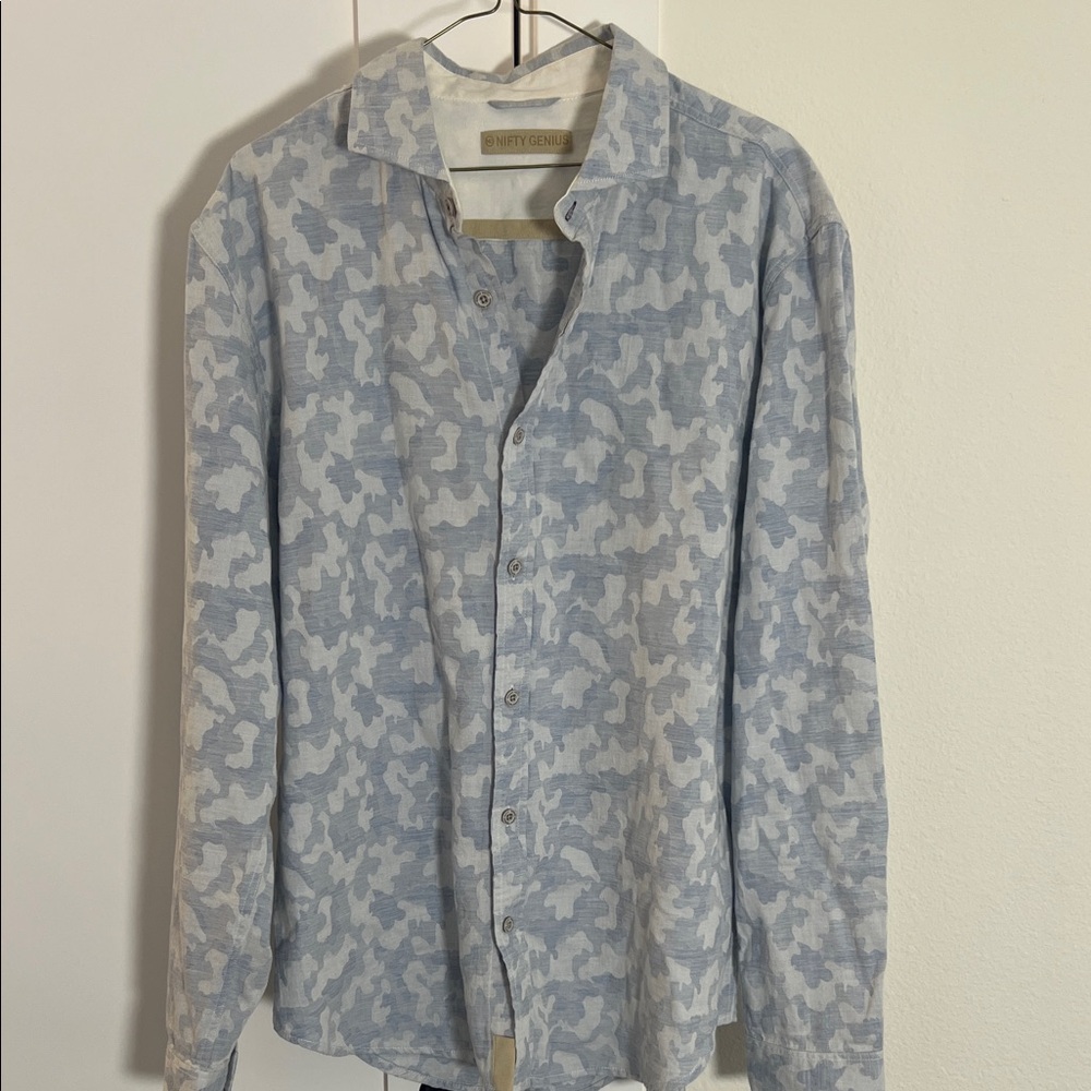 Nifty Genius - Blue Camo Button Up - L